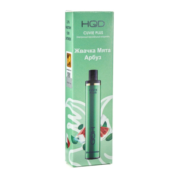 Одноразовая электронная сигарета HQD Cuvie Plus bubblewater (Жвачка мята арбуз) 1200 затяжек в Ханты-Мансийске