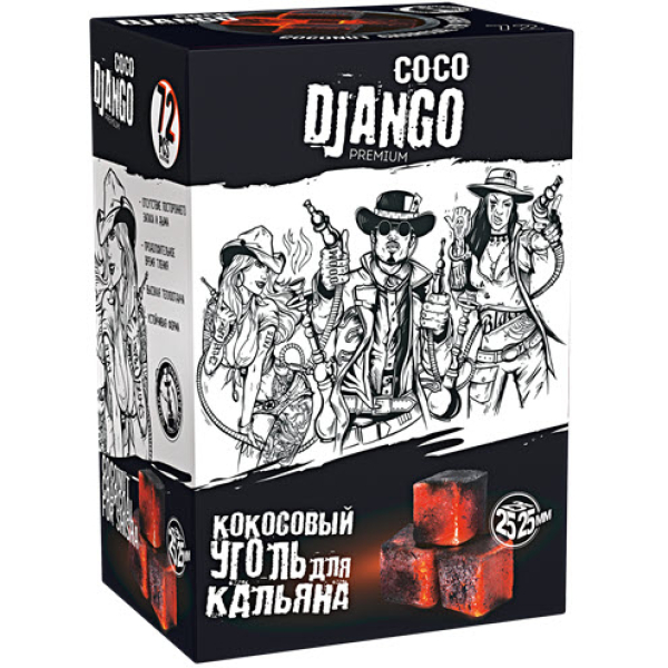 Уголь Coco Django 25мм для кальяна - 1кг (72 шт) в Ханты-Мансийске
