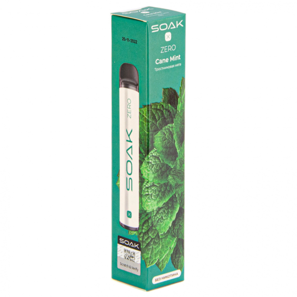 SOAK X ZERO Cane mint 1500 затяжек (без никотина) в Ханты-Мансийске