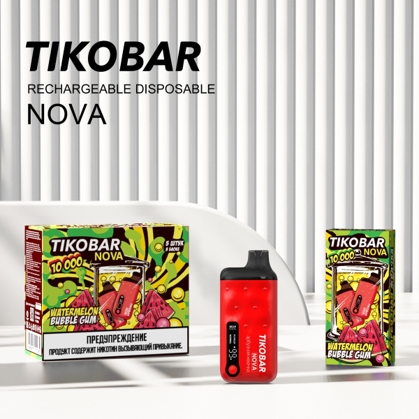 Электронка Tikobar Nova Арбузная Жвачка 10000 Затяжек в Ханты-Мансийске