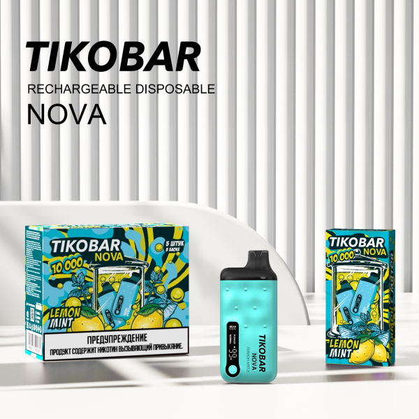 Электронка Tikobar Nova Лимон Мята 10000 Затяжек в Ханты-Мансийске