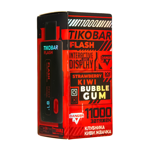 Электронка Tikobar Flash Клубника Киви Жвачка 11000 Затяжек в Ханты-Мансийске