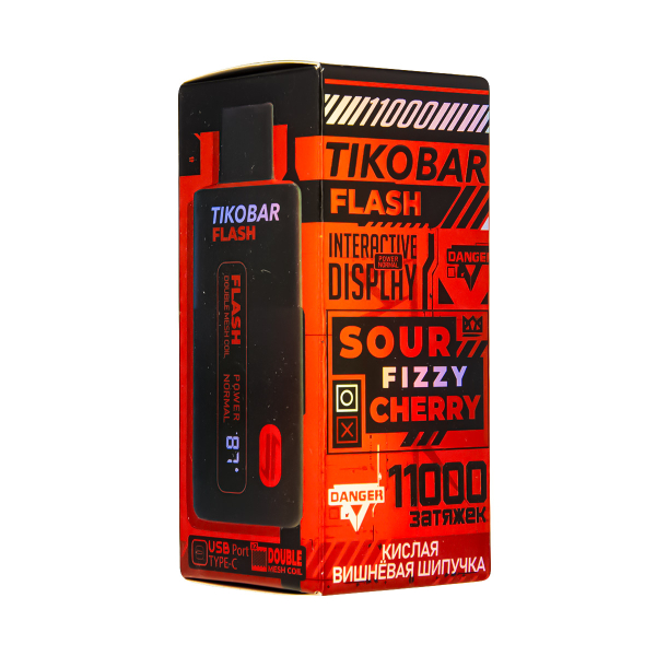 Электронка Tikobar Flash Кислая Вишнёвая Шипучка 11000 Затяжек в Ханты-Мансийске