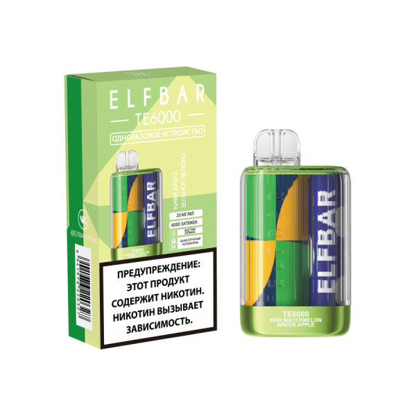 ЭСДН ELF BAR Te Киви Арбуз Зеленое Яблоко 6000 затяжек в Ханты-Мансийске