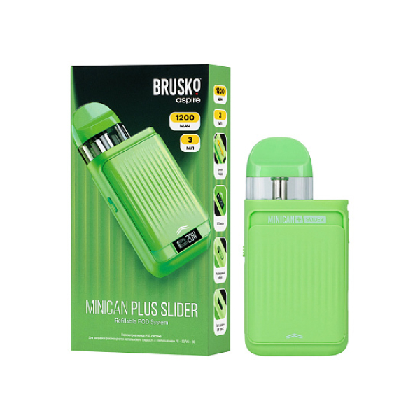 POD-система Brusko Minican Plus Slider Зелёный в Ханты-Мансийске