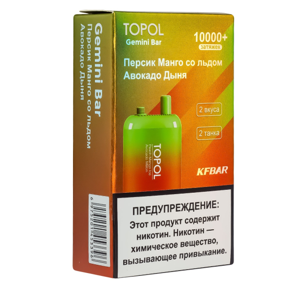 Электронка Topol Gemini Bar Peach Mango Ice | Avocado Melon 10000 тяг в Ханты-Мансийске